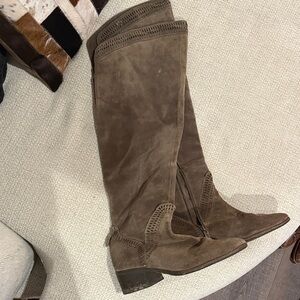 Vince Camuto grey/tan Suede Over the Knee Boots
